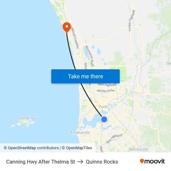 Canning Hwy After Thelma St to Quinns Rocks map
