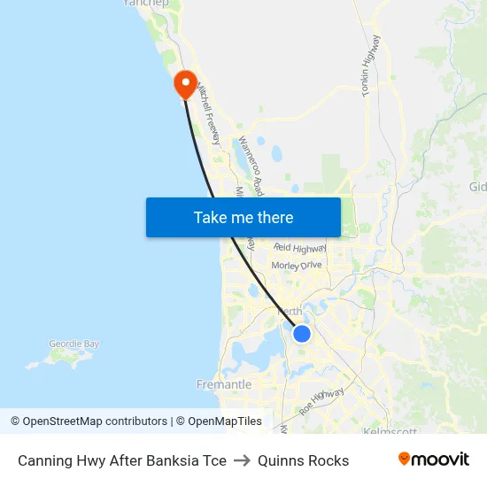 Canning Hwy After Banksia Tce to Quinns Rocks map