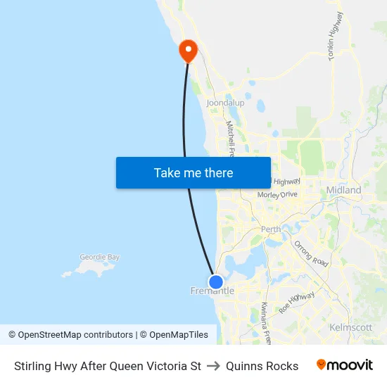Stirling Hwy After Queen Victoria St to Quinns Rocks map