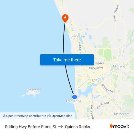 Stirling Hwy Before Stone St to Quinns Rocks map