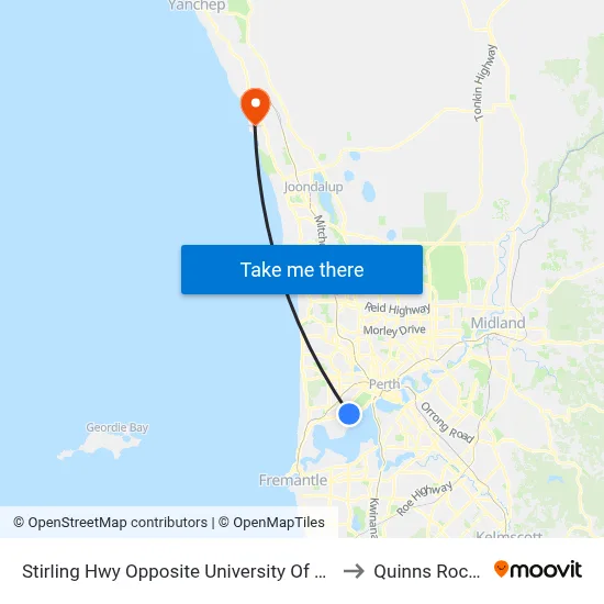 Stirling Hwy Opposite University Of Wa to Quinns Rocks map