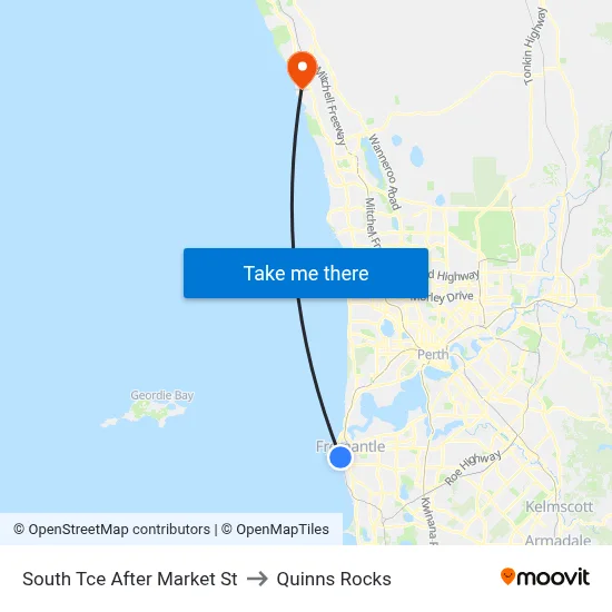 South Tce After Market St to Quinns Rocks map