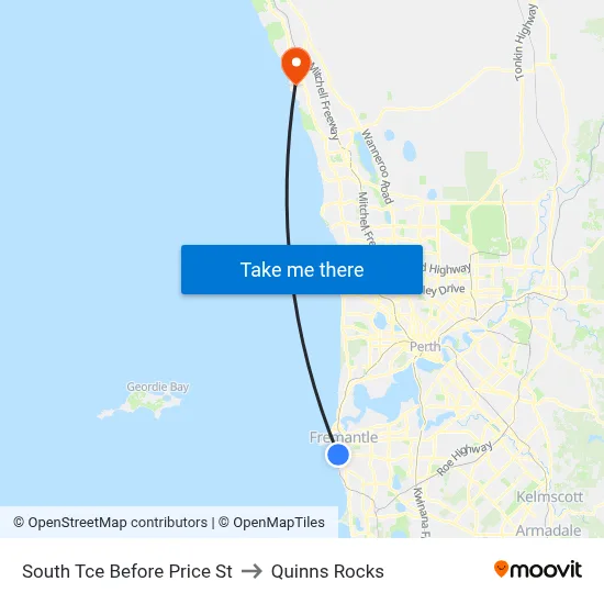 South Tce Before Price St to Quinns Rocks map