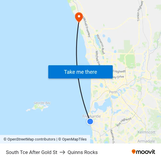 South Tce After Gold St to Quinns Rocks map