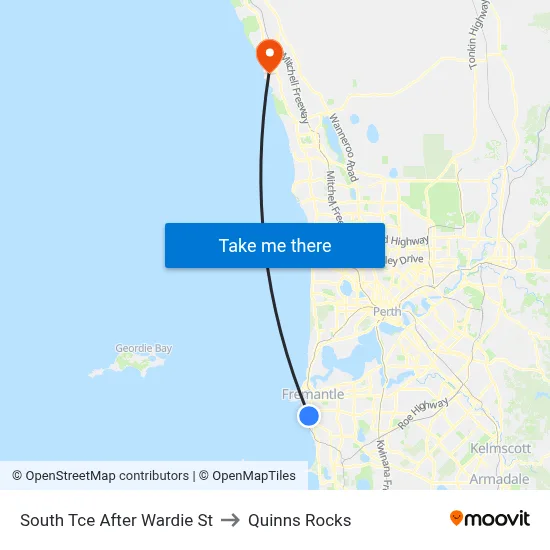 South Tce After Wardie St to Quinns Rocks map