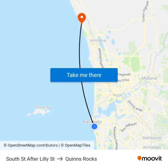 South St After Lilly St to Quinns Rocks map