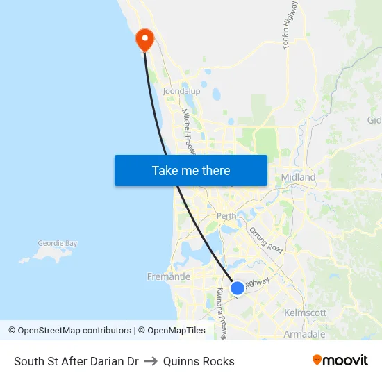 South St After Darian Dr to Quinns Rocks map