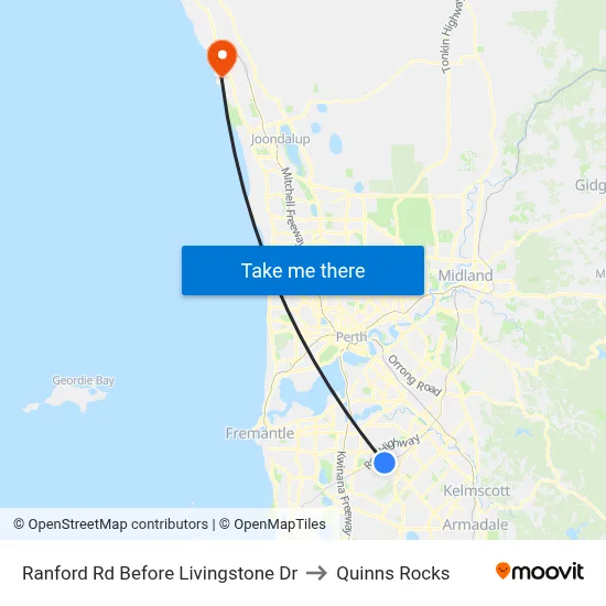 Ranford Rd Before Livingstone Dr to Quinns Rocks map