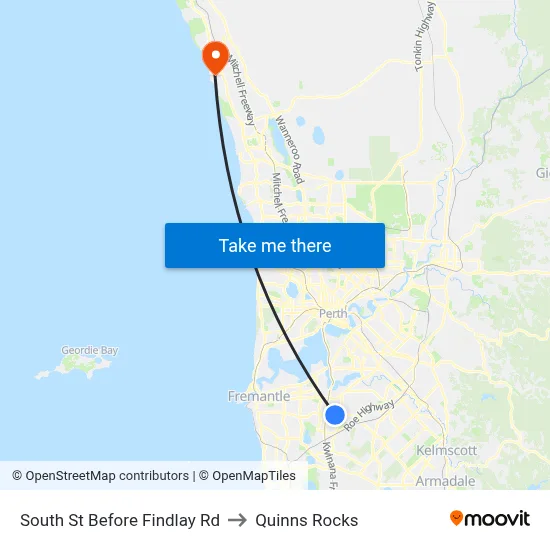 South St Before Findlay Rd to Quinns Rocks map