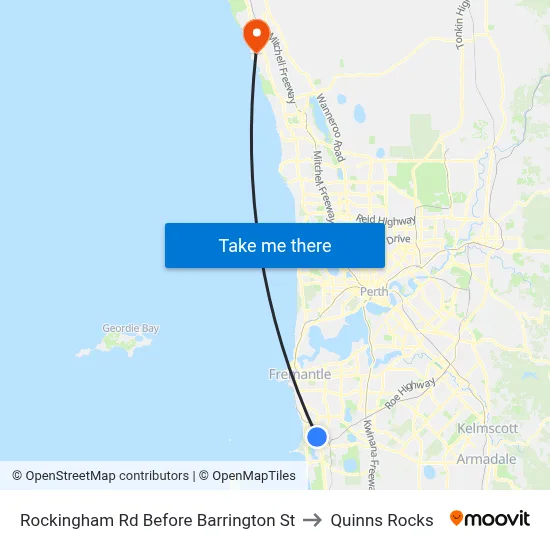 Rockingham Rd Before Barrington St to Quinns Rocks map