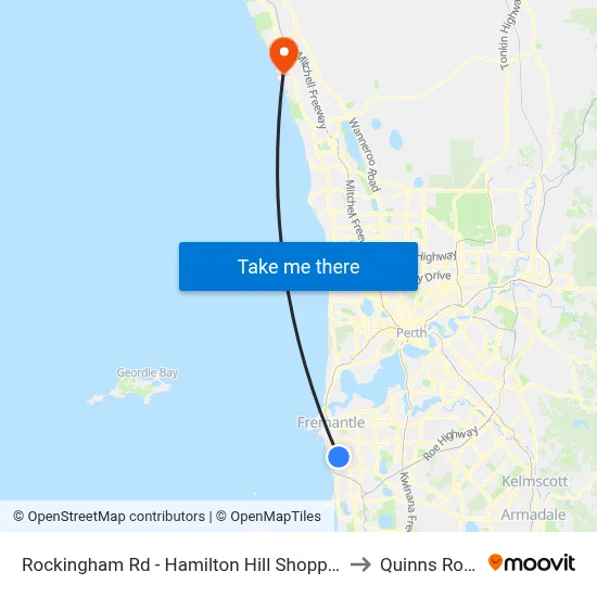 Rockingham Rd - Hamilton Hill Shopping Ctr to Quinns Rocks map