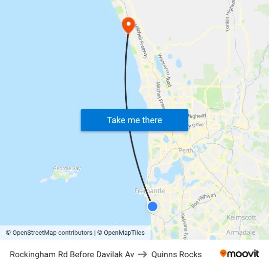 Rockingham Rd Before Davilak Av to Quinns Rocks map