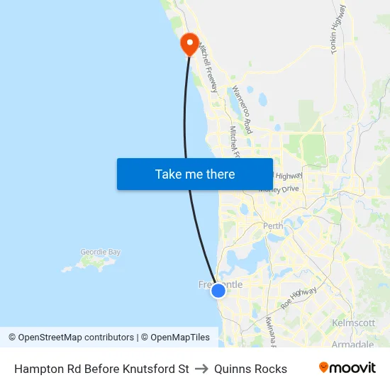 Hampton Rd Before Knutsford St to Quinns Rocks map