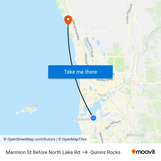 Marmion St Before North Lake Rd to Quinns Rocks map