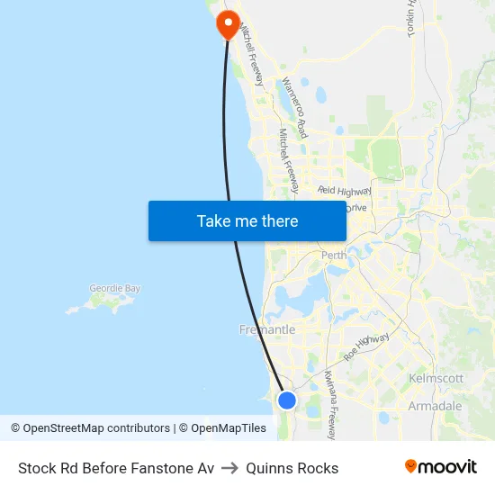 Stock Rd Before Fanstone Av to Quinns Rocks map
