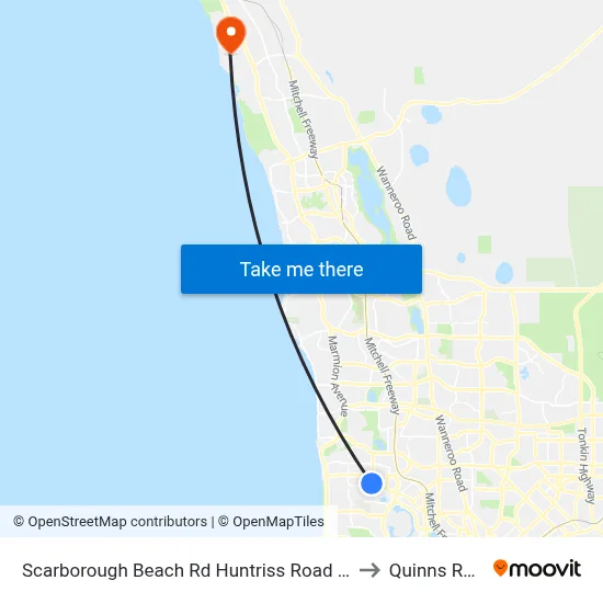 Scarborough Beach Rd Huntriss Road Cat Id 10 to Quinns Rocks map