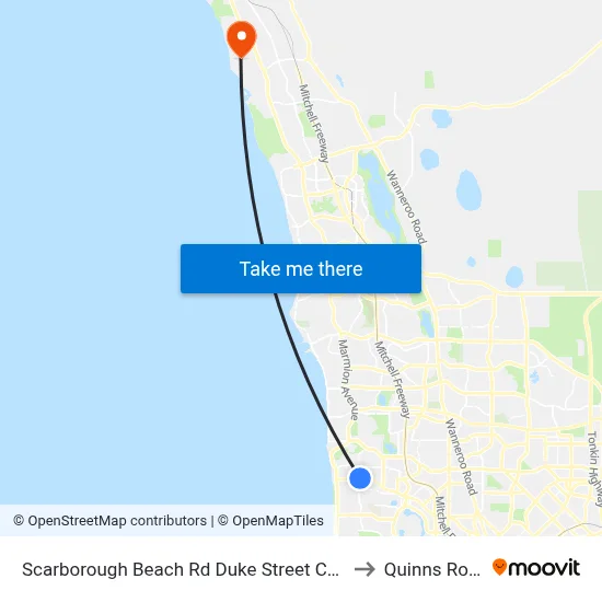 Scarborough Beach Rd Duke Street Cat Id 15 to Quinns Rocks map
