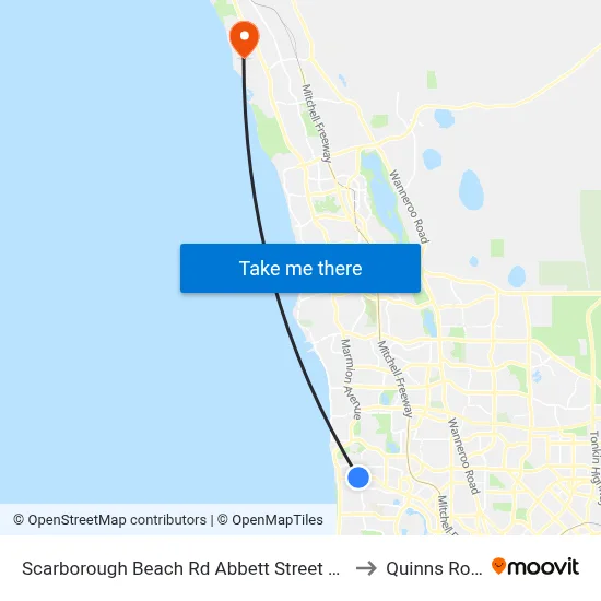 Scarborough Beach Rd Abbett Street Cat Id 16 to Quinns Rocks map