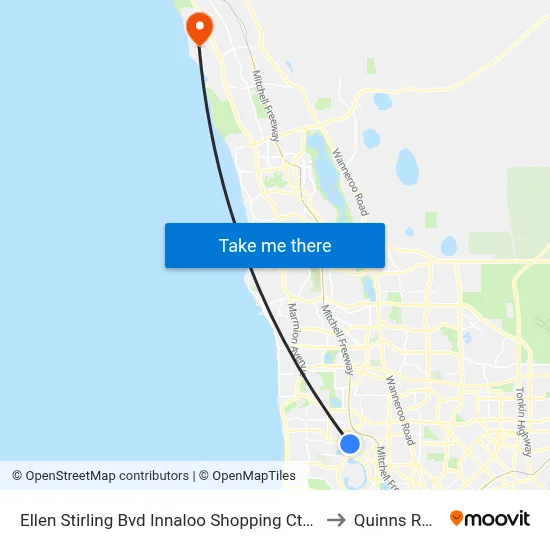 Ellen Stirling Bvd Innaloo Shopping Ctr Cat Id 4 to Quinns Rocks map
