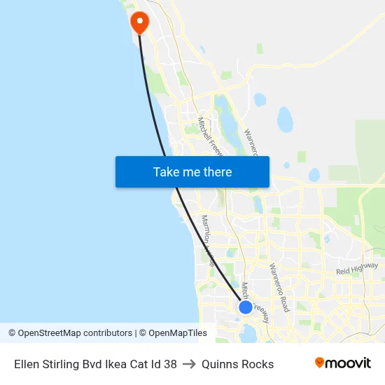 Ellen Stirling Bvd Ikea Cat Id 38 to Quinns Rocks map