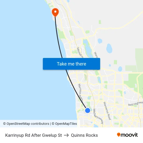 Karrinyup Rd After Gwelup St to Quinns Rocks map