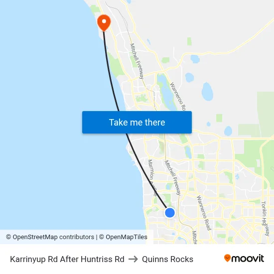 Karrinyup Rd After Huntriss Rd to Quinns Rocks map