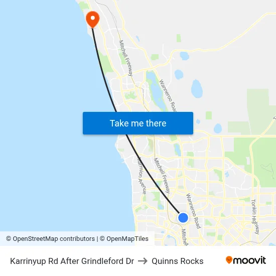 Karrinyup Rd After Grindleford Dr to Quinns Rocks map