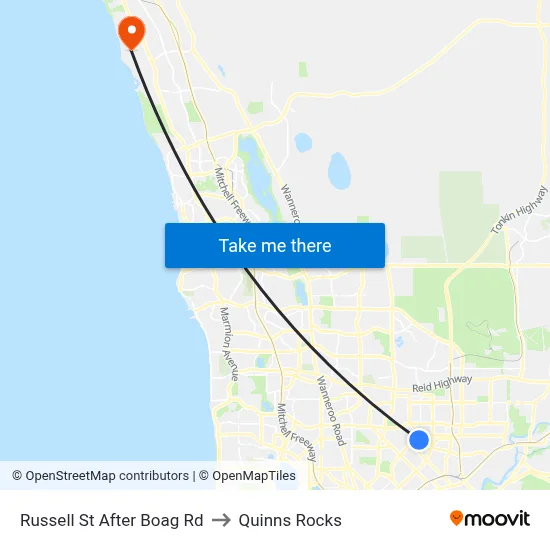 Russell St After Boag Rd to Quinns Rocks map