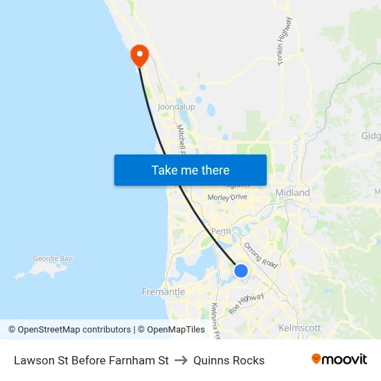 Lawson St Before Farnham St to Quinns Rocks map