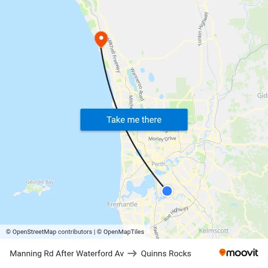Manning Rd After Waterford Av to Quinns Rocks map