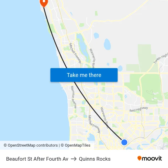 Beaufort St After Fourth Av to Quinns Rocks map