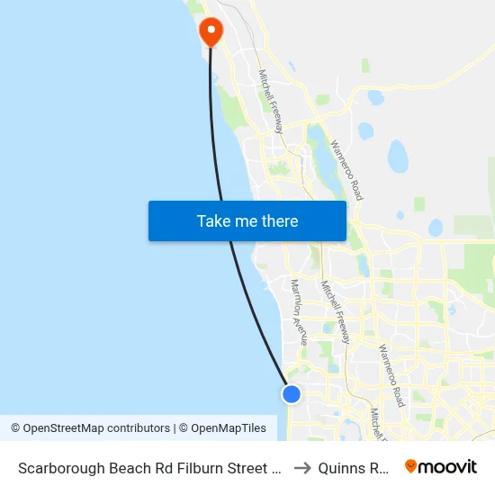 Scarborough Beach Rd Filburn Street Cat Id 21 to Quinns Rocks map