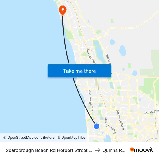 Scarborough Beach Rd Herbert Street Cat Id 27 to Quinns Rocks map