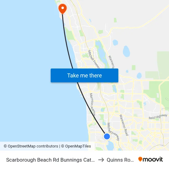Scarborough Beach Rd Bunnings Cat Id 34 to Quinns Rocks map
