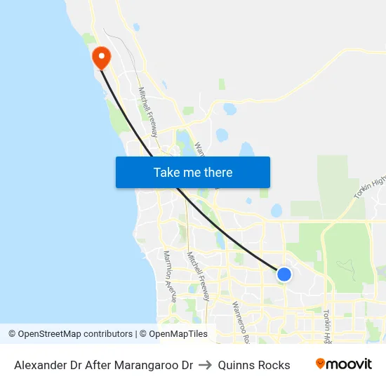Alexander Dr After Marangaroo Dr to Quinns Rocks map
