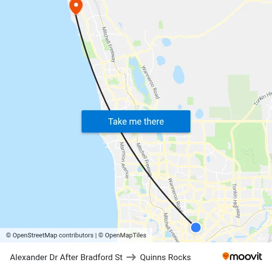 Alexander Dr After Bradford St to Quinns Rocks map