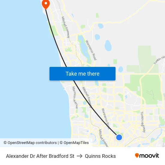 Alexander Dr After Bradford St to Quinns Rocks map