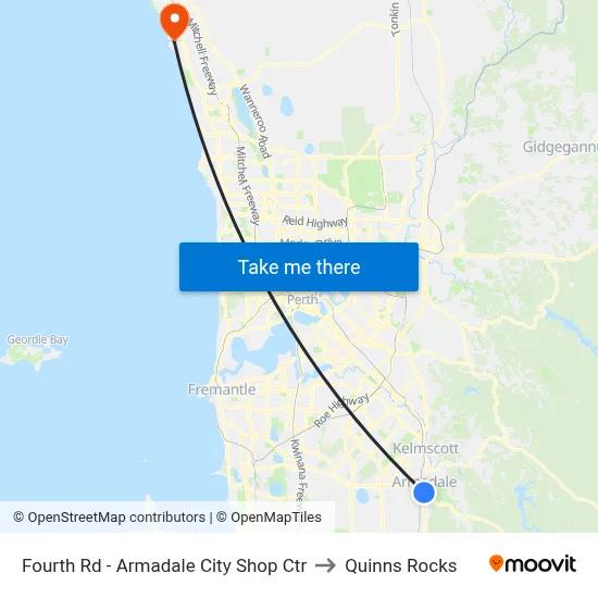 Fourth Rd - Armadale City Shop Ctr to Quinns Rocks map