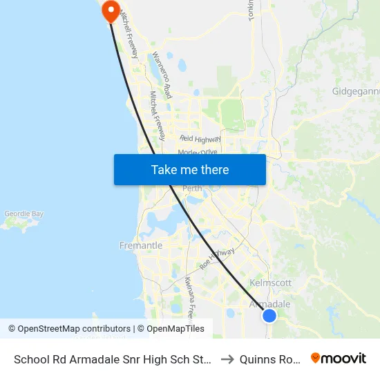 School Rd Armadale Snr High Sch Stand 2 to Quinns Rocks map