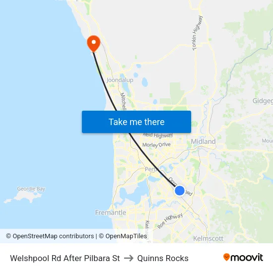 Welshpool Rd After Pilbara St to Quinns Rocks map