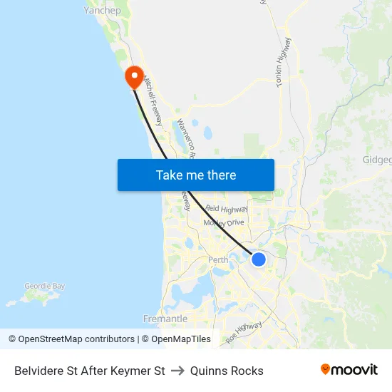 Belvidere St After Keymer St to Quinns Rocks map