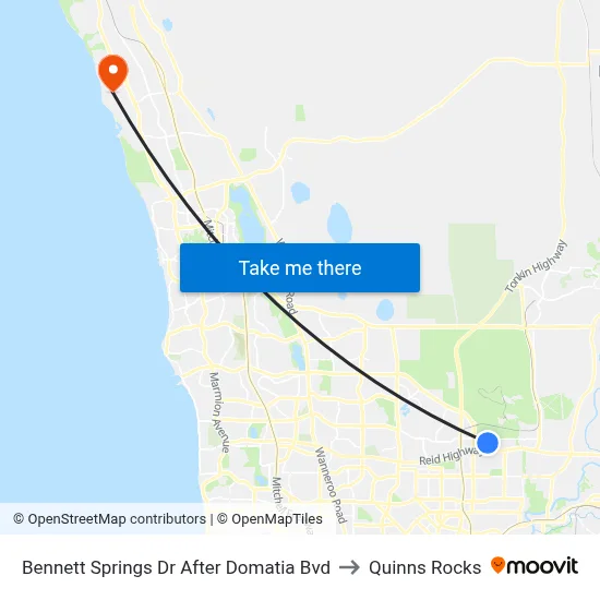 Bennett Springs Dr After Domatia Bvd to Quinns Rocks map