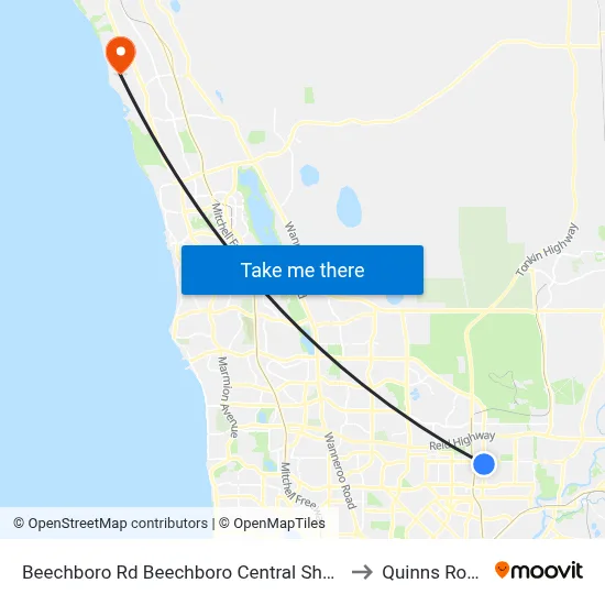 Beechboro Rd Beechboro Central Shop Ctr to Quinns Rocks map