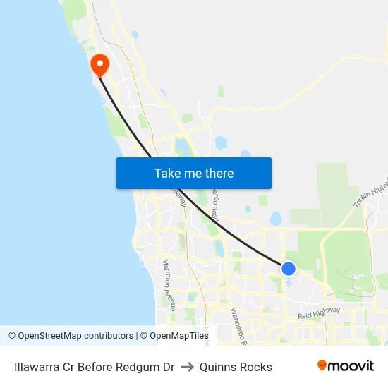 Illawarra Cr Before Redgum Dr to Quinns Rocks map
