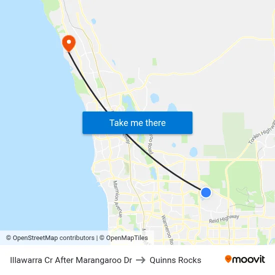 Illawarra Cr After Marangaroo Dr to Quinns Rocks map