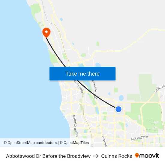 Abbotswood Dr Before the Broadview to Quinns Rocks map