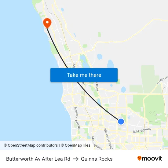 Butterworth Av After Lea Rd to Quinns Rocks map