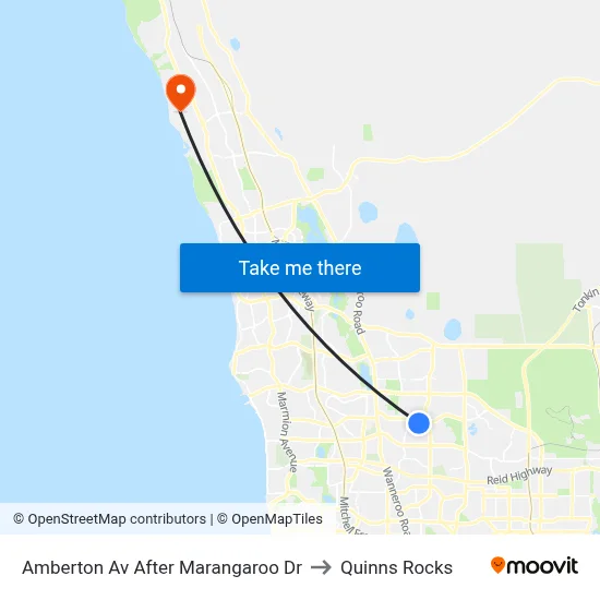 Amberton Av After Marangaroo Dr to Quinns Rocks map