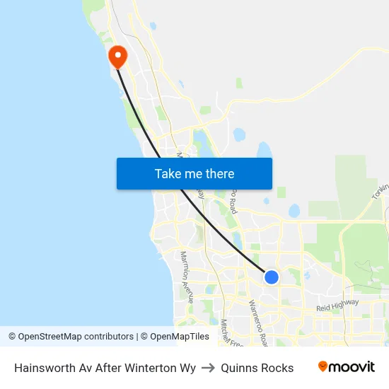 Hainsworth Av After Winterton Wy to Quinns Rocks map