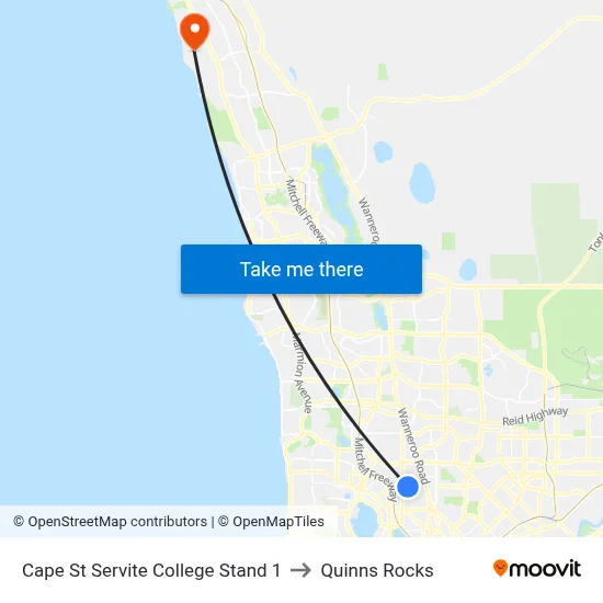 Cape St Servite College Stand 1 to Quinns Rocks map